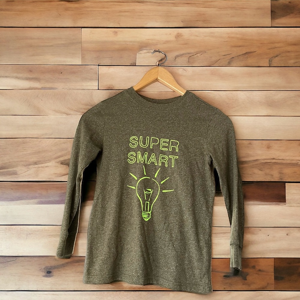 Cat & Jack Super Smart Graphic Long Sleeve Shirt - Kids Size 6-7 Small Education
